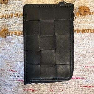 A New Day Black Leather Zipper Wallet